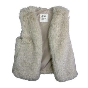 Dylan‎ Women's Vest Sleeveless Coat Gold Silver Luxury Faux Fur Open Front S